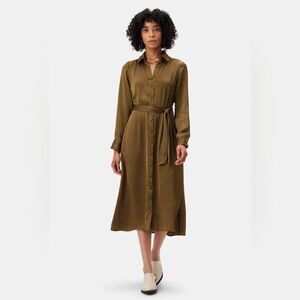 Long sleeve satin shirt dress